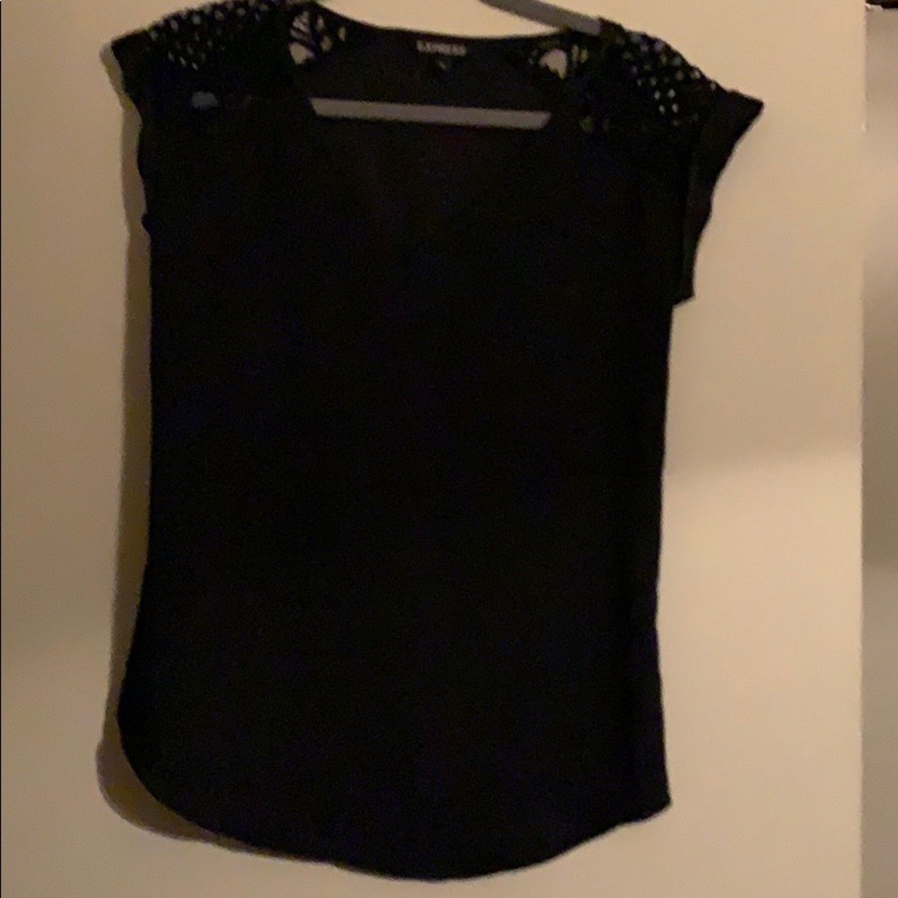 Express black top with lace sleeves